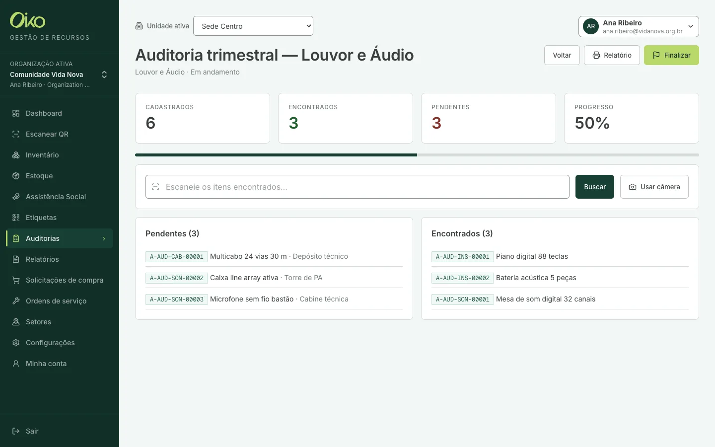 Auditoria em execução